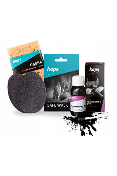 kaps Set 3 in 1, Kaps, Tampoane antiderapante si vopsea de piele neagra, 50 m...