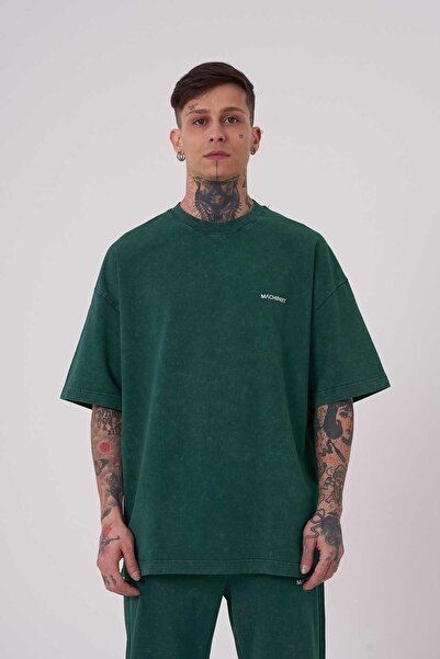 Machinist Tricou Basic Oversize lavabil pentru bărbați, verde ulei