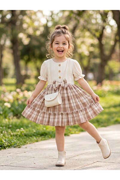 Cherrys Bebek Ruffled Plaid Girls' Dress