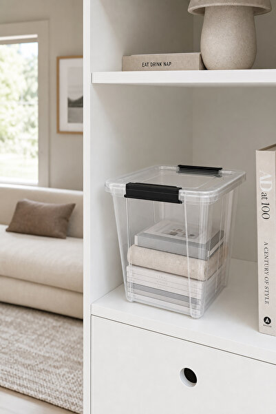 Akyüz Plastik 📦   5-Piece Deep 5 Liter Storage Container with Lockable Lid 19X19X22 cm Plastic Transparent Organizer Set