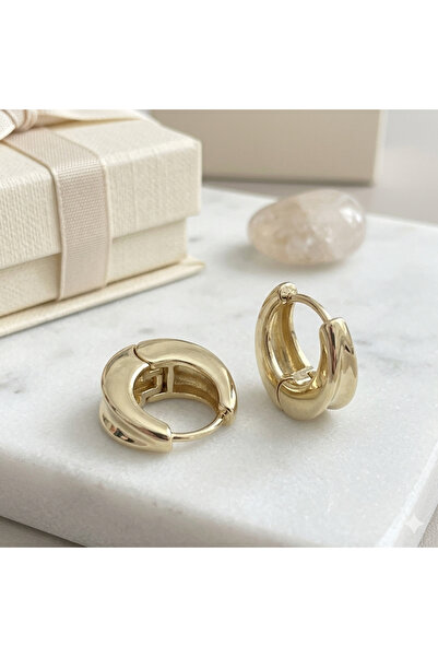ATELİER GİZEM Xuping kararmaz gold çelik halka küpe