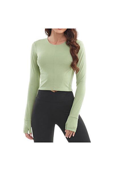 OEM Tricou Sport Fitness Damă Mânecă Lungă Respirabil Verde M