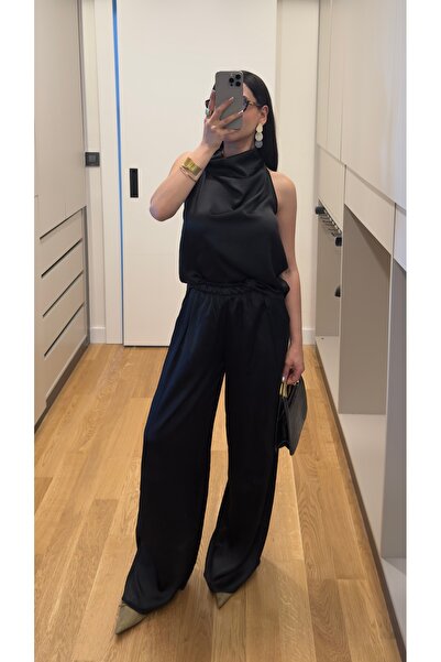 Eliz design Saten Drapeli Pantolon Takım