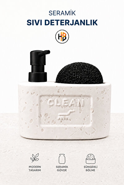 HOBİLON Seramik Mutfak Lavabo Deterjanlık - Düzenleyici Bulaşık Deterjanlığı ...
