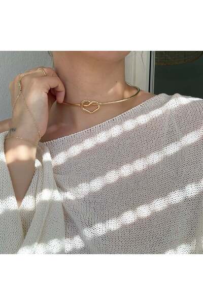 Alice İsstanbul Gold Kalp Choker Kolye