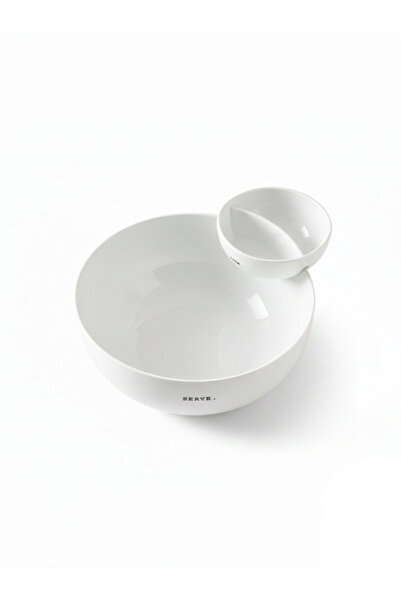 Shallow By Styli 2-Piece White Porcelain Chip and Dip Serving Set