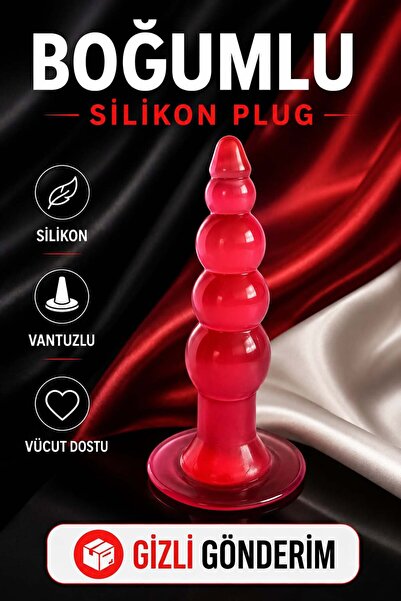 Boğumlu Silikon Anal Plug Vantuzlu 12 CM Esnek Tasarım Vücut Dostu Malzeme Pembe