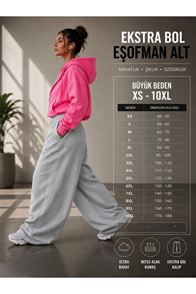 BSBSPOR Yazlık Ultra Bol Lastikli Geniş Paça Baggy Oversize Ekstra Süper Büyü...