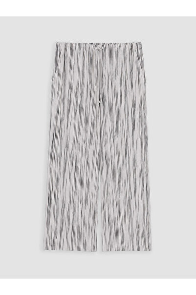 LC Waikiki Anthracite Elastic Waist Striped Women's Trousers