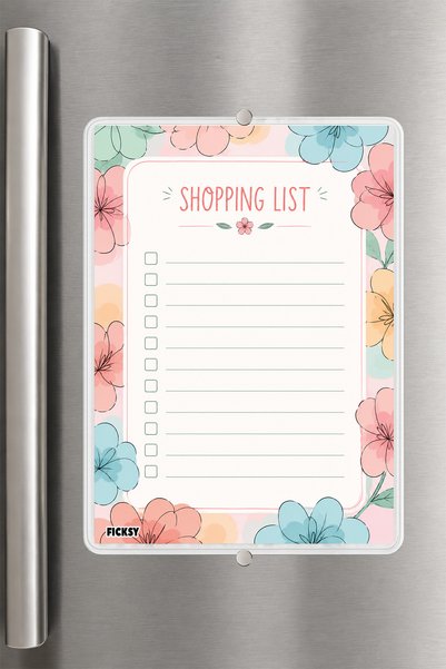 Ficksy قائمة التسوق - A5 - مغناطيسية - PVC - حامل ملاحظات للثلاجة وسطح المكتب...