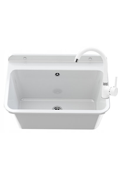 Granitan Set chiuveta si robinet, Granitan, 21cm, Alb/Argintiu