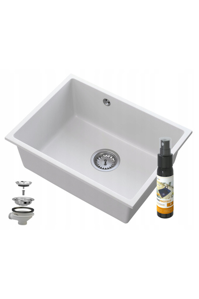 Granitan Set Chiuveta bucatarie si spray, Granitan, Granit, Alb