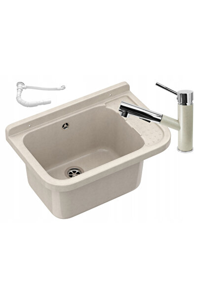 Granitan Set chiuveta si baterie, Granitan, 500x210mm, Crem