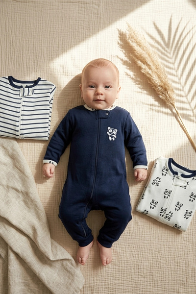 Generic Brand Premium 100% Cotton Panda Figured Baby Rompers Set of 3 - Soft ...