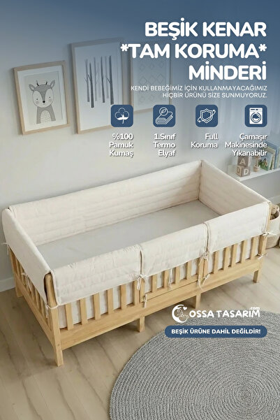 yasetex tasarım Montessori Beşik Kenar Koruma Takımı %100 Pamuk - Darbe Önley...
