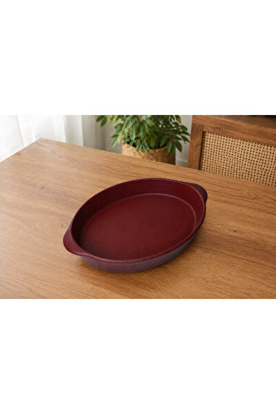 28 cm Bordo Oval Porselen Fırın & Servis Tabağı
