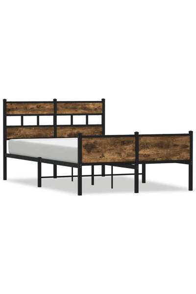 vidaxl Cadru pat fără saltea stejar fumuriu 120x190 cm, lemn prelucrat