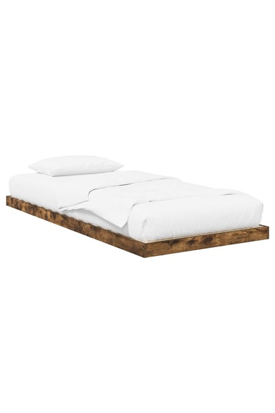 vidaxl Cadru de pat de podea Stejar fumuriu 90 x 200 cm Lemn compozit