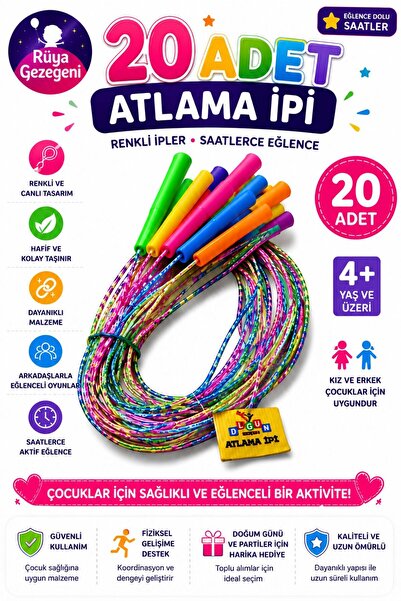 Rüya Gezegeni 20'li Çocuk Atlama İpi Hediyelik Oyuncak Doğum Günü Karne Günü ...