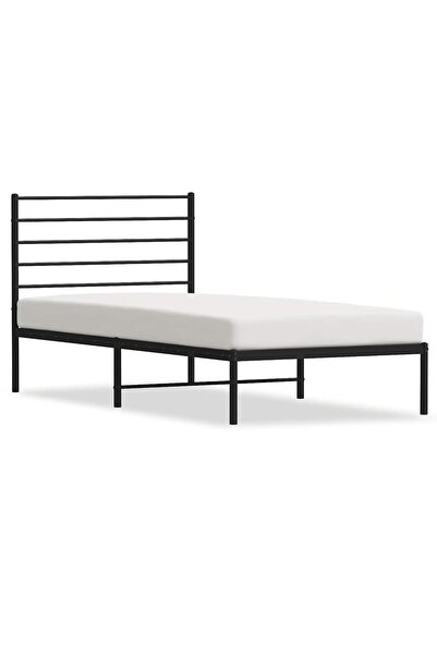 vidaxl Cadru de pat din metal cu tăblie, negru, 107x203 cm
