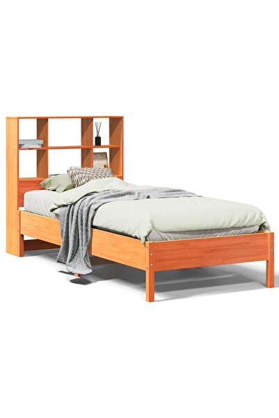 vidaxl Pat bibliotecă fără saltea maro ceruit 75x190 cm lemn masiv pin