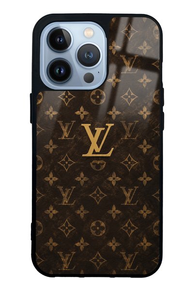 Spoyi iPhone 13 Pro Brown Gold Lv Design Glossy Phone Case
