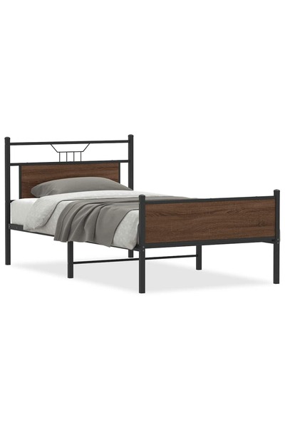vidaxl Cadru de pat fără saltea Stejar maro 107x203 cm Lemn prelucrat