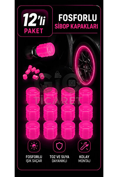 TTT Pembe Fosforlu Sibop Kapağı 12'li Paket - Araç, Motosiklet Uyumlu