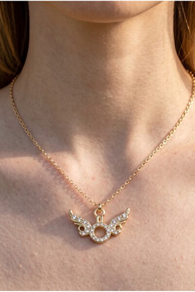 NBS Beautiful Naturel Stones قلادة على شكل جناح ملاك مرصعة بالأحجار الكريمة م...
