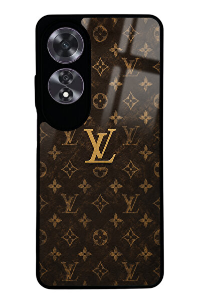 Spoyi Oppo A60 Brown Gold LV Tasarımlı Glossy Telefon Kılıfı