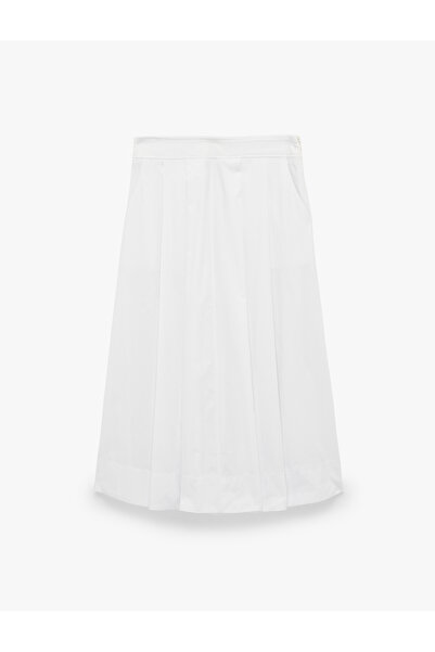 Koton Pamuklu Pileli Poplin Midi Kloş Etek