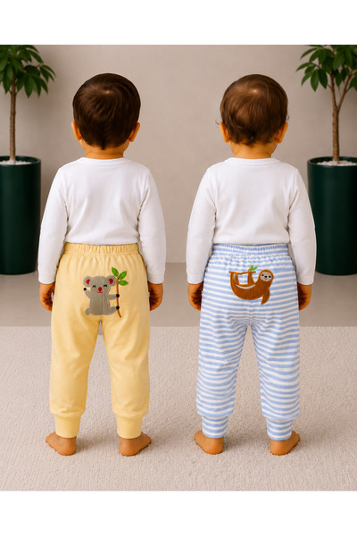 greenmoss %100 Pamuk Sevimli Popo Figürlü 2’li Pijama Altı