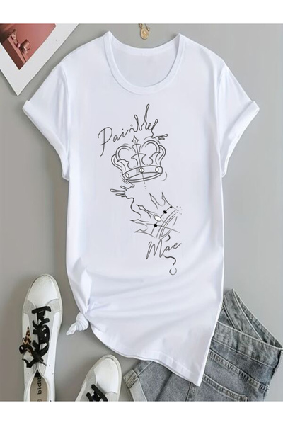COZYWEAR White Printed Oversize T-Shirt