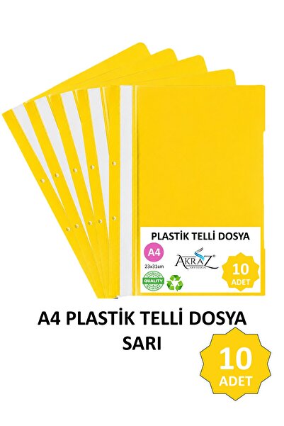 Akraz Art Design Telli Dosya Plastik A4 Poşet Dosyalara Uyumlu 10 lu ekonomik...