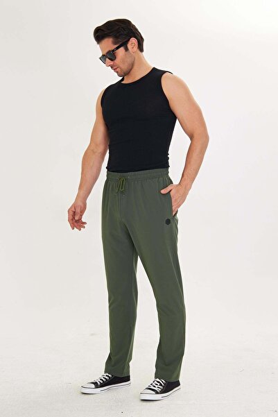 Enrico Ferry Men's Large Size Stretchfit Flexible Sweatpants Khaki 2660B