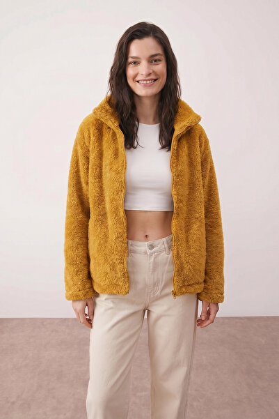 Purpleclo Women's Oversize Zippered Teddy Plush Cardigan