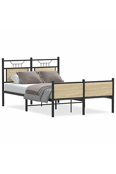 vidaxl Cadru pat fără saltea stejar sonoma 120x200 cm, lemn prelucrat
