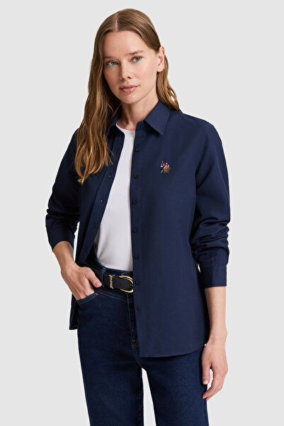 U.S. Polo Assn. Women's Navy Blue Long Sleeve Basic Shirt 50320211-Vr033