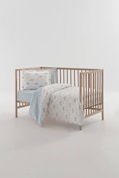 Yataş Mini Angry Printed 100% Cotton Baby Duvet Cover Set - Blue