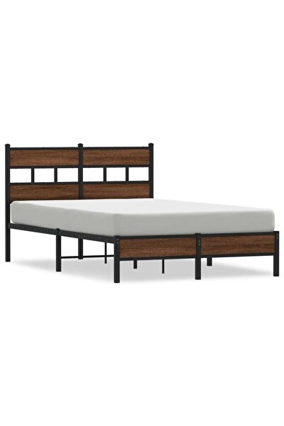 vidaxl Cadru pat fără saltea stejar maro 120x200 cm, lemn prelucrat