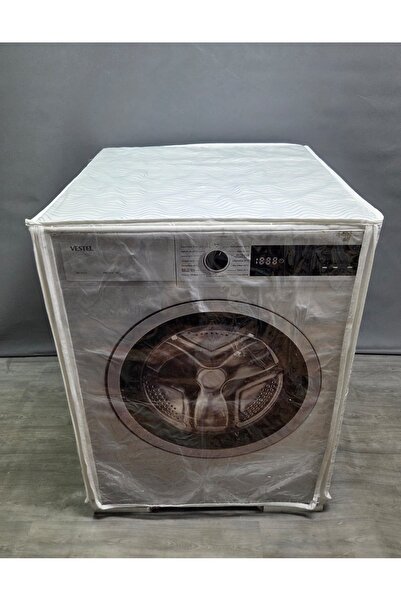 Başak Ev Tekstili Blue Wave Patterned Pvc Washing Machine and Dryer Cover wit...