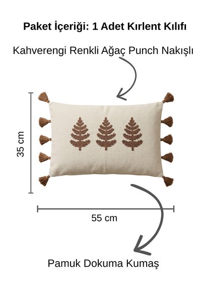 cottoncloth Buldan Işi Bohem Special Design Tree Pattern Decorative Throw Pillow Cover Spring Series 35X55 cm