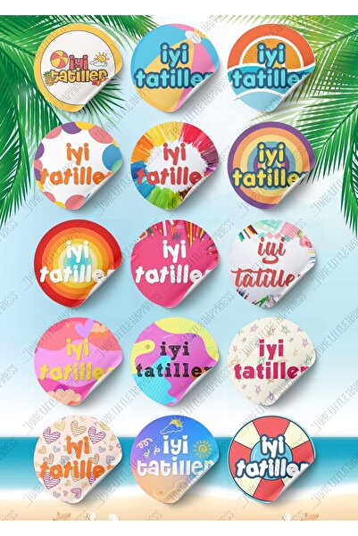 One Little Happiness 15 Adet İyi Tatiller yazılı Yapışkanlı Etiket, Sticker H...