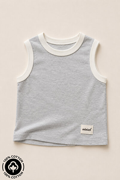 Miniel Unisex 100% Cotton Baby Kids Summer Undershirt with Braided Arma Detail