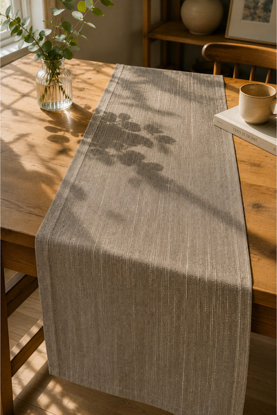 Typoniq Attitude Included Terra Premium Linen Look Light Brown Runner 40X140 cm