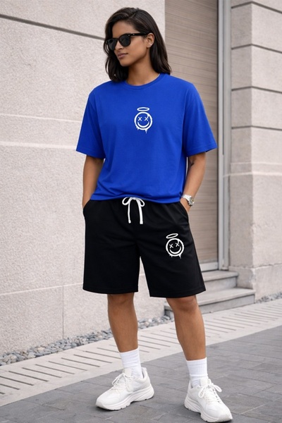 x-compass life Unisex Oversize Printed T-Shirt and Shorts Set – Comfortable F...