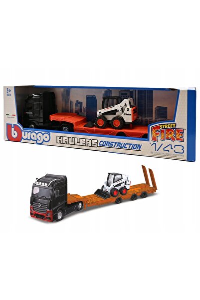 Bburago Junior Mercedes Actros GigaSpace LAWETA ÎNCĂRCĂTOR CU ROȚI BOBCAT 1:4...