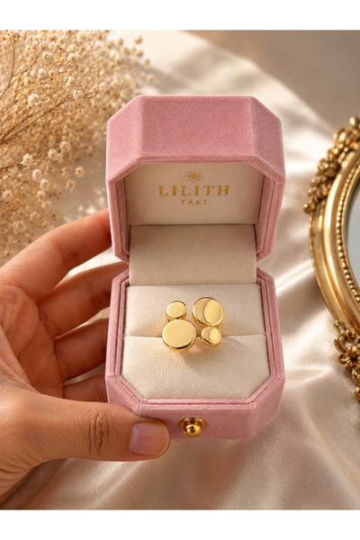 Lilith Takı Geometric Circle Detailed Gold Color Women's Ring |   Modern and ...