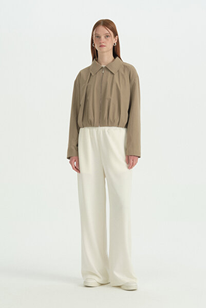 Nihan Pili Detailed Crop Jacket - Mink