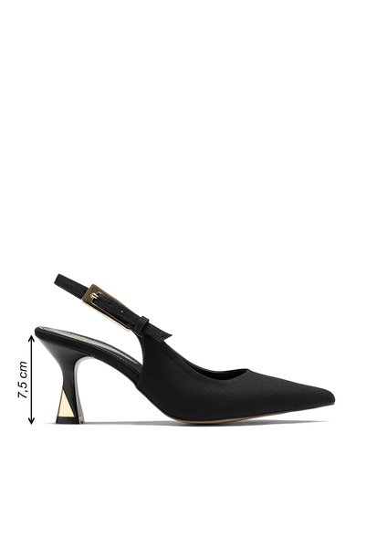 SOLİN SHOES Women's Thin Heeled Evening Dress Shoes Gold Buckle Detailed 7.5 cm Orthopedic Pointed Toe Wedding Dress Graduation Event Shoes